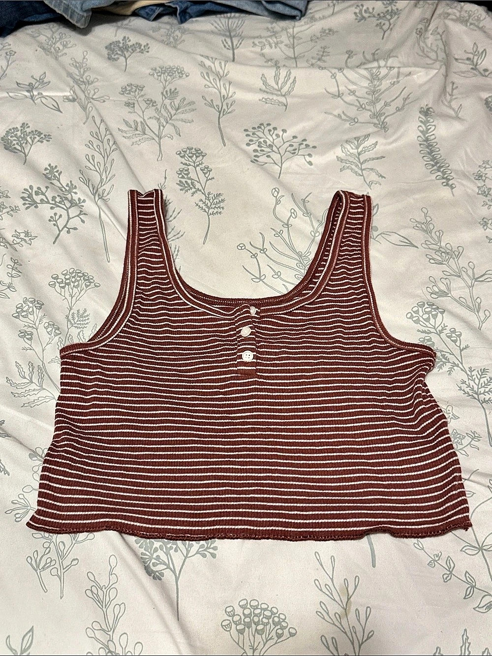 American Eagle Striped Tank Top in Brown & White Size Small
